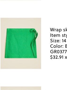 J. Crew Bright Green Wrap Mini Skirt